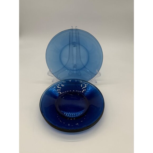 Set Of 4 Vintage Cobalt Blue Glass Salad Plates/Serving Plates 7" - Picture 6 of 6